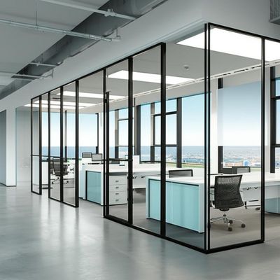 ราคาดี Single Glazed Office Glass Partition Wall with Sound Insulation and 108mm/90mm Thickness for Panoramic System ออนไลน์